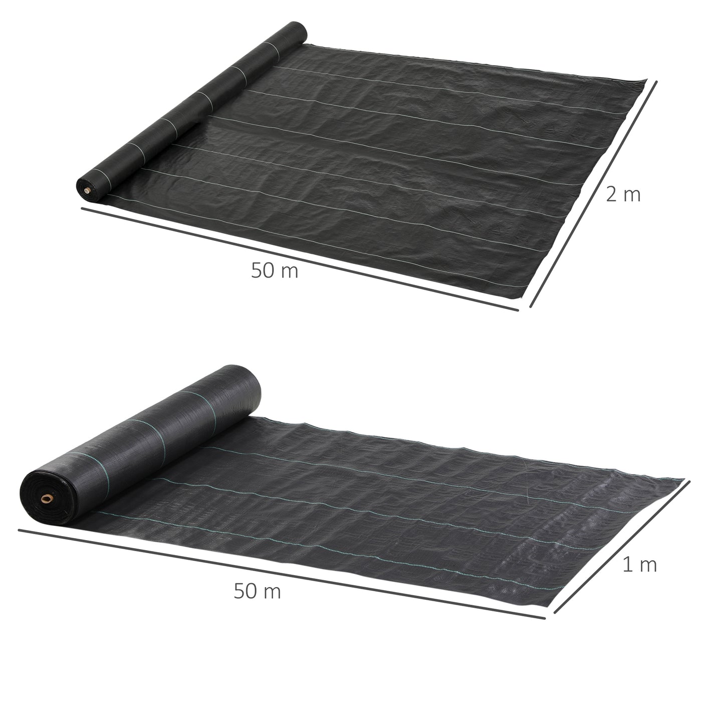 Outsunny Malla Antimaleza 2x50 M 130 G/m² Para Control De Malezas Malas Negro_2
