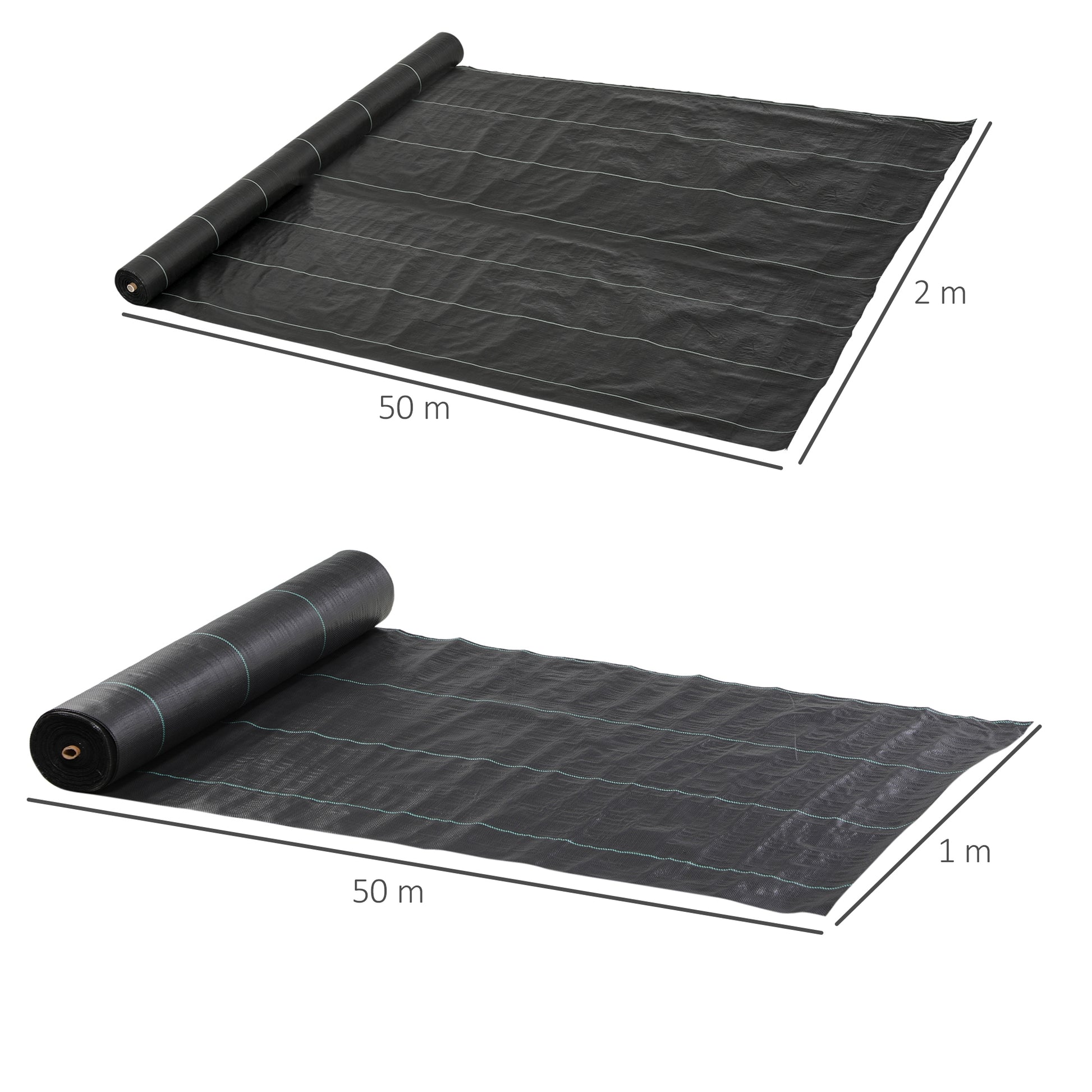 Outsunny Malla Antimaleza 2x50 M 130 G/m² Para Control De Malezas Malas Negro_2