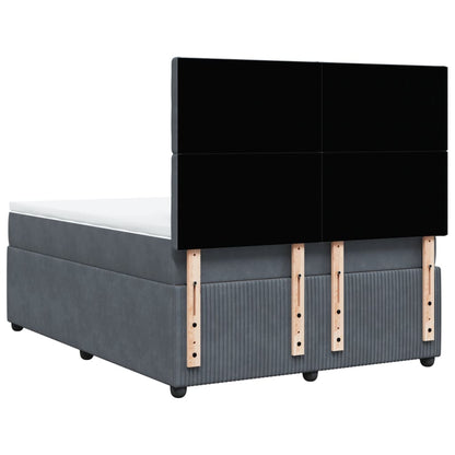 Cama Box Spring Con Colchón Terciopelo Gris Oscuro 140x190 Cm / Vetonek_3