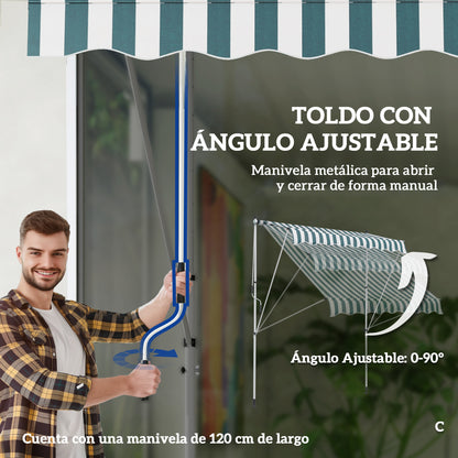 Outsunny Toldo Manual Retráctil Altura Ajustable Con Manivela 170-280 Cm_5