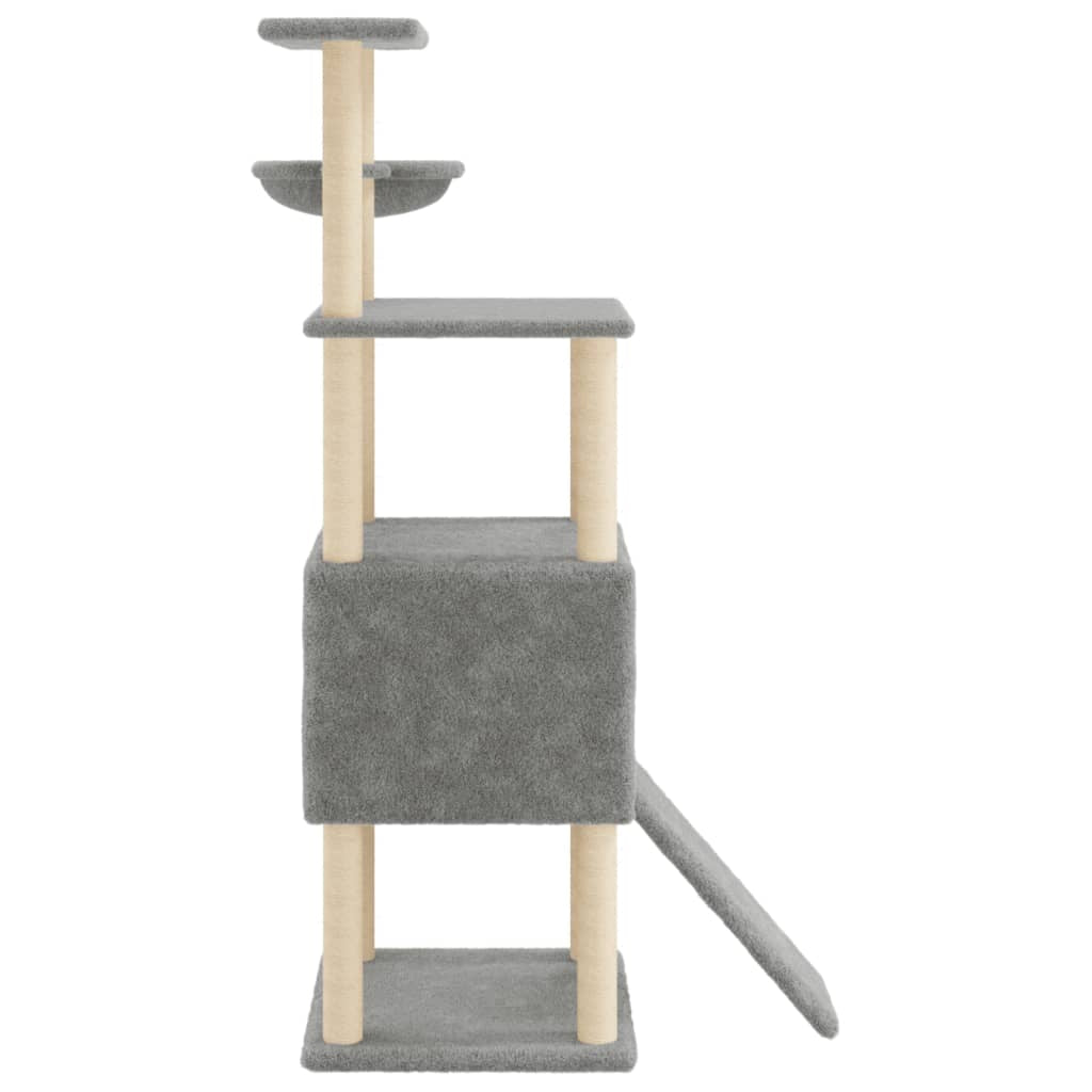 Vidaxl Rascador Para Gatos Con Postes De Sisal Gris Claro 153 Cm_4