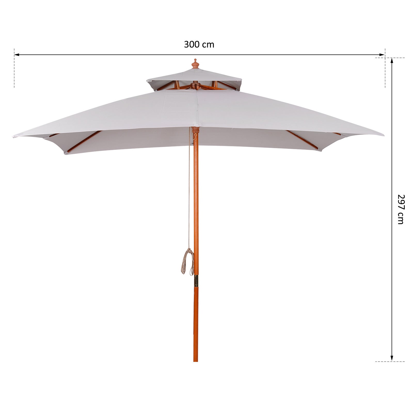 Outsunny Sombrilla De Jardín 3x3x3 M Con Doble Techo Sistema De Polea Gris_2