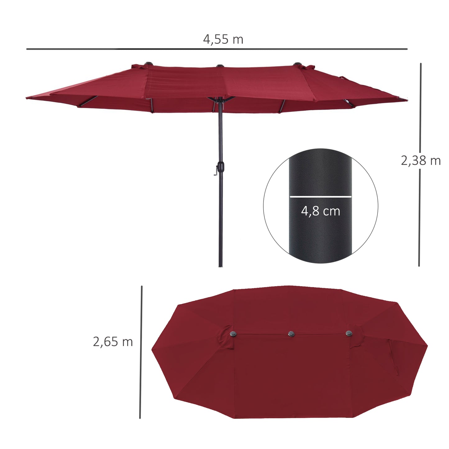 Outsunny Sombrilla Doble Extragrande Parasol Para Terraza Patio Protección Solar_2