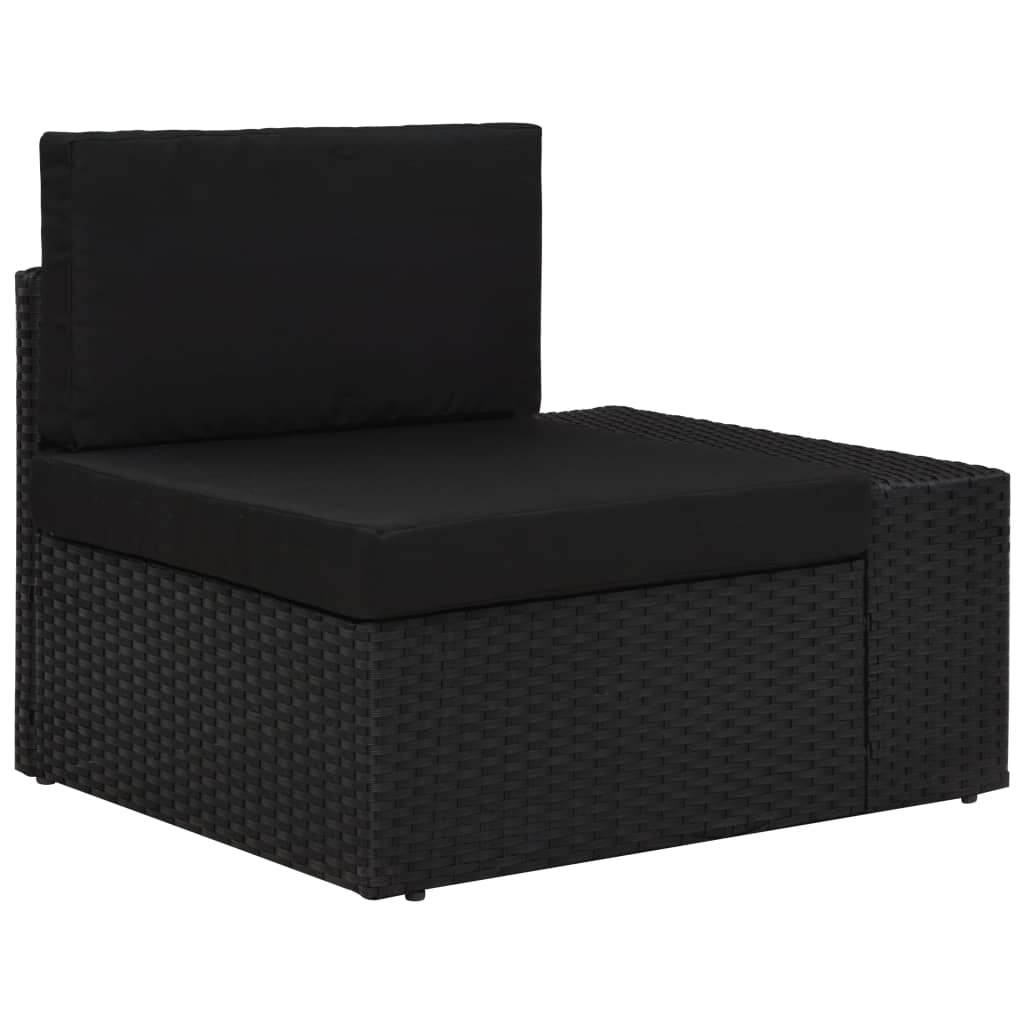 Vidaxl Sofá Seccional Esquina Reposabrazos Izquierdo Ratán Pe Negro_0