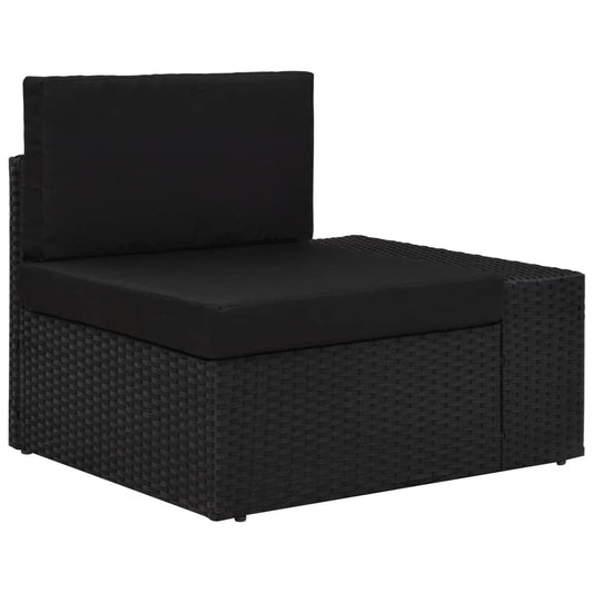 Vidaxl Sofá Seccional Esquina Reposabrazos Izquierdo Ratán Pe Negro_0