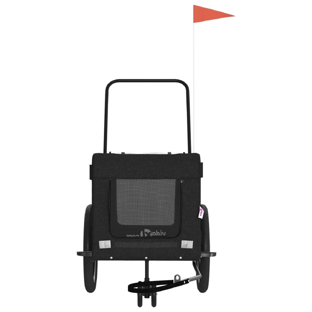 Vidaxl Remolque De Bicicleta Mascotas Hierro Tela Oxford Negro_4
