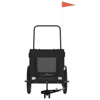 Vidaxl Remolque De Bicicleta Mascotas Hierro Tela Oxford Negro_4
