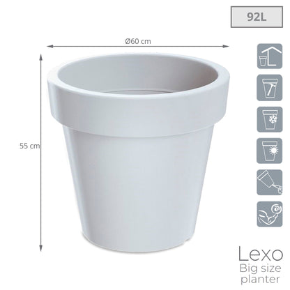 Maceta Lexo Round 92l., Dimensiones (mm) 600x600x550, Color Blanco_2