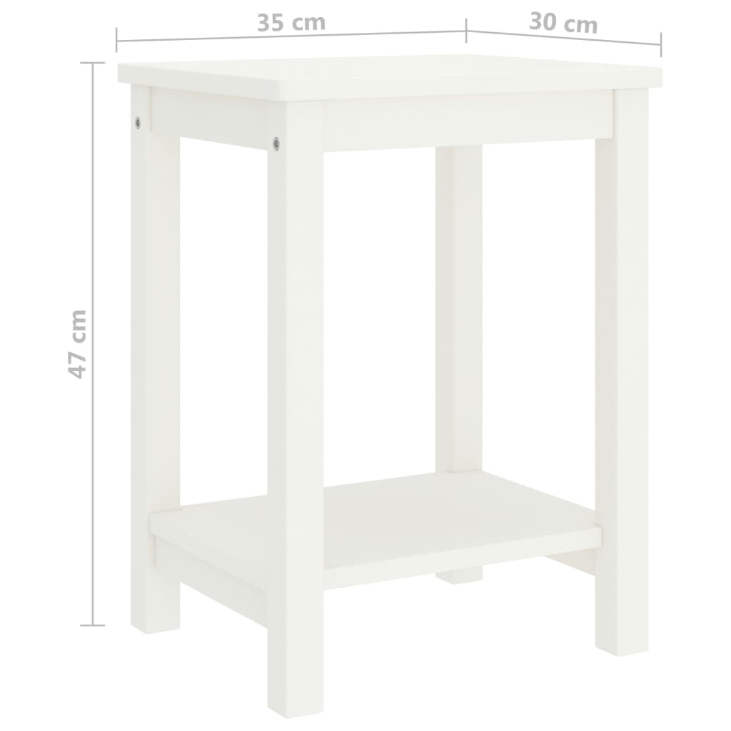 Mesita De Noche Madera Maciza De Pino Blanco 35x30x47 Cm_3