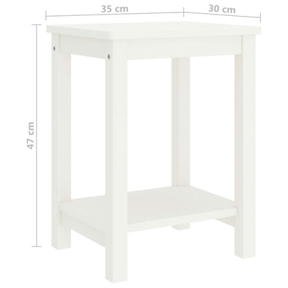 Mesita De Noche Madera Maciza De Pino Blanco 35x30x47 Cm_3