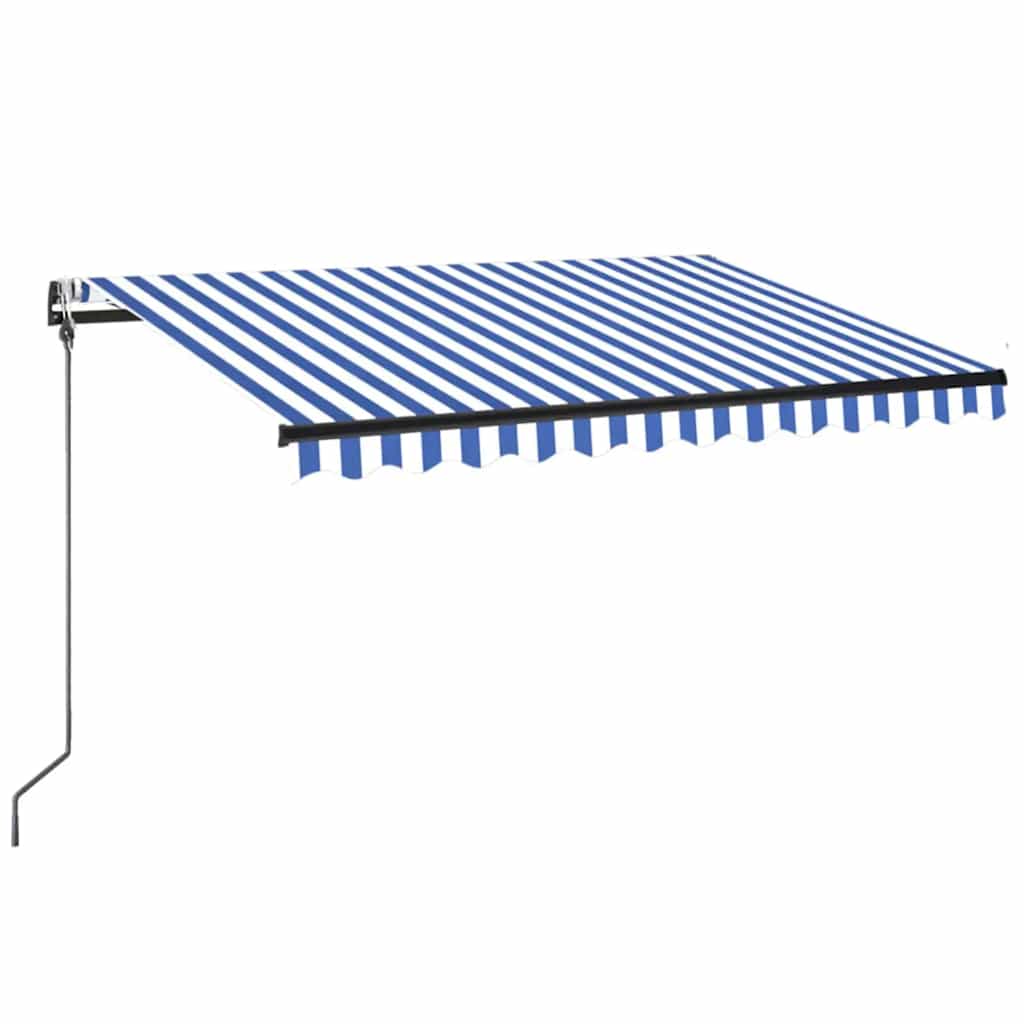Toldo Automático Led Sensor De Viento Azul Y Blanco 350x250 Cm_0