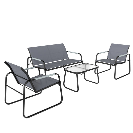 Outsunny Conjunto De Jardín Exterior Con 1 Sofá 2 Sillones Y Mesa Gris_0