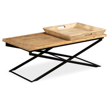 Mesa De Centro De Madera Maciza De Mango 110x55x42 Cm_1
