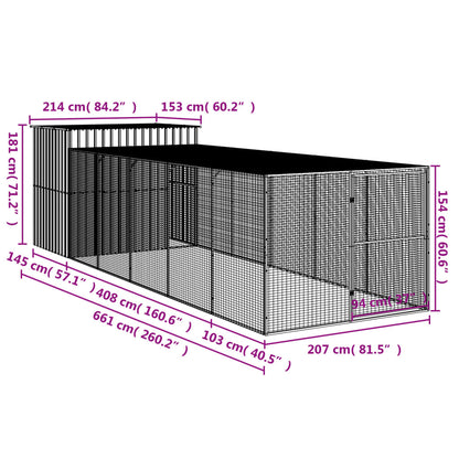 Vidaxl Caseta Perros Con Corral Acero Galvanizado Gris 214x661x181 Cm_2