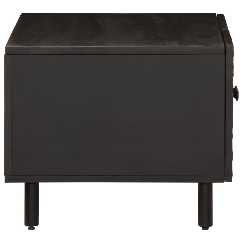 Mesa De Centro Madera Maciza De Mango Negra 80x50x40 Cm_2