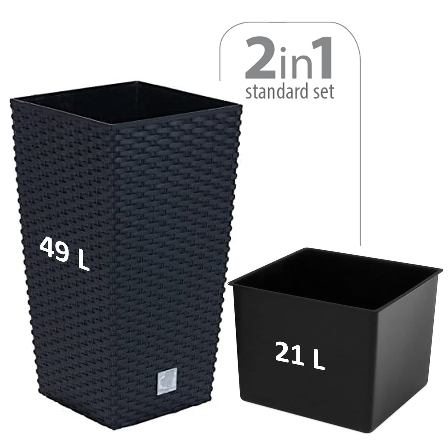 Maceta Rato De 49 Litros Con Inserto 32,5 X 32,5 X 61 Cm En Color Antracita