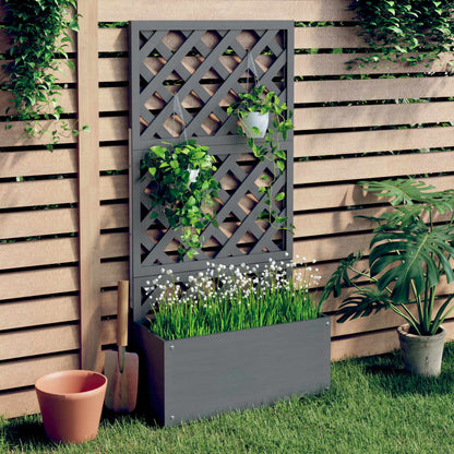 Jardinera Con Enrejado Gris Wpc 65x33x135 Cm_1