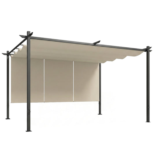 Outsunny Pérgola De Jardín 4x3 M Con Techo Retráctil Y 3 Laterales Enrollables_0