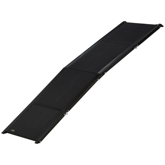 Pawhut Rampa Plegable Para Perros De Aluminio Para Coche 158x43,5x2,5 Cm Negro_0