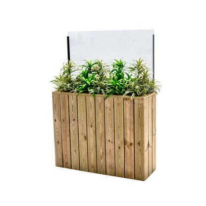 Jardinera Alta De Madera Autoportante Con Cortavientos 60 Cm 100x34,5x80 Cm Hortalia_0