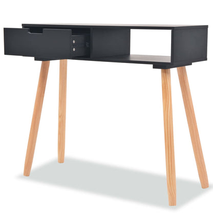 Mesa Consola De Madera Maciza De Pino 80x30x72 Cm Negra_0
