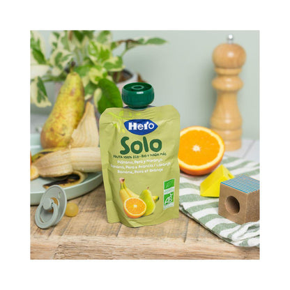 Bolsita fruta 100% Eco sabor plátano,pera y naranja 100 g-Hero Solo