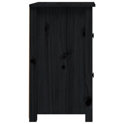 Mesita De Noche Madera Maciza De Pino Negro 40x35x61,5 Cm_3