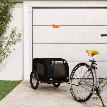 Vidaxl Remolque De Bicicleta Mascotas Hierro Tela Oxford Negro_1