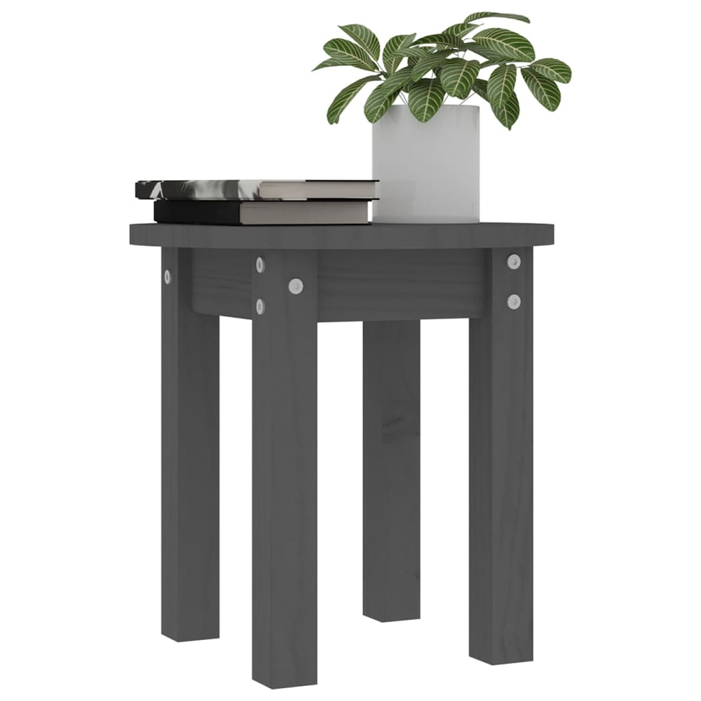 Mesa De Centro De Madera Maciza De Pino Gris Ø35x35 Cm_2