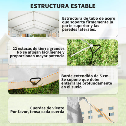 Outsunny Carpa Para Fiesta 4x8 M Con Paredes Extraíbles Puerta Y Ventanas Blanco_5
