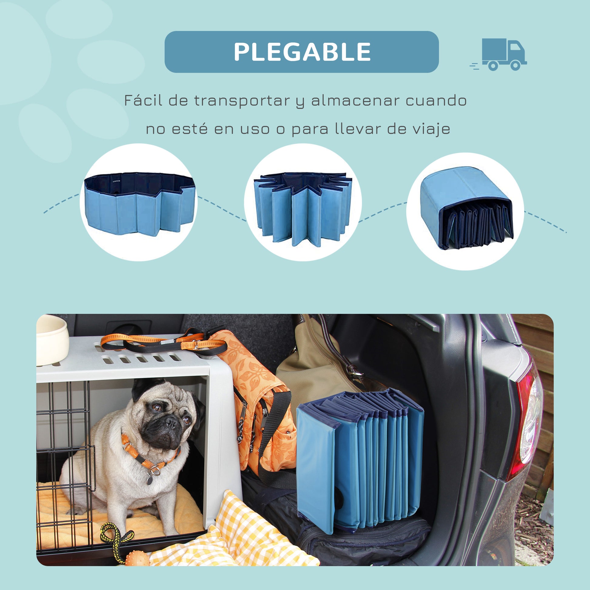 Pawhut Piscina Plegable Para Perros Bañera De Pvc Interior Y Exterior Ø100x30cm_4