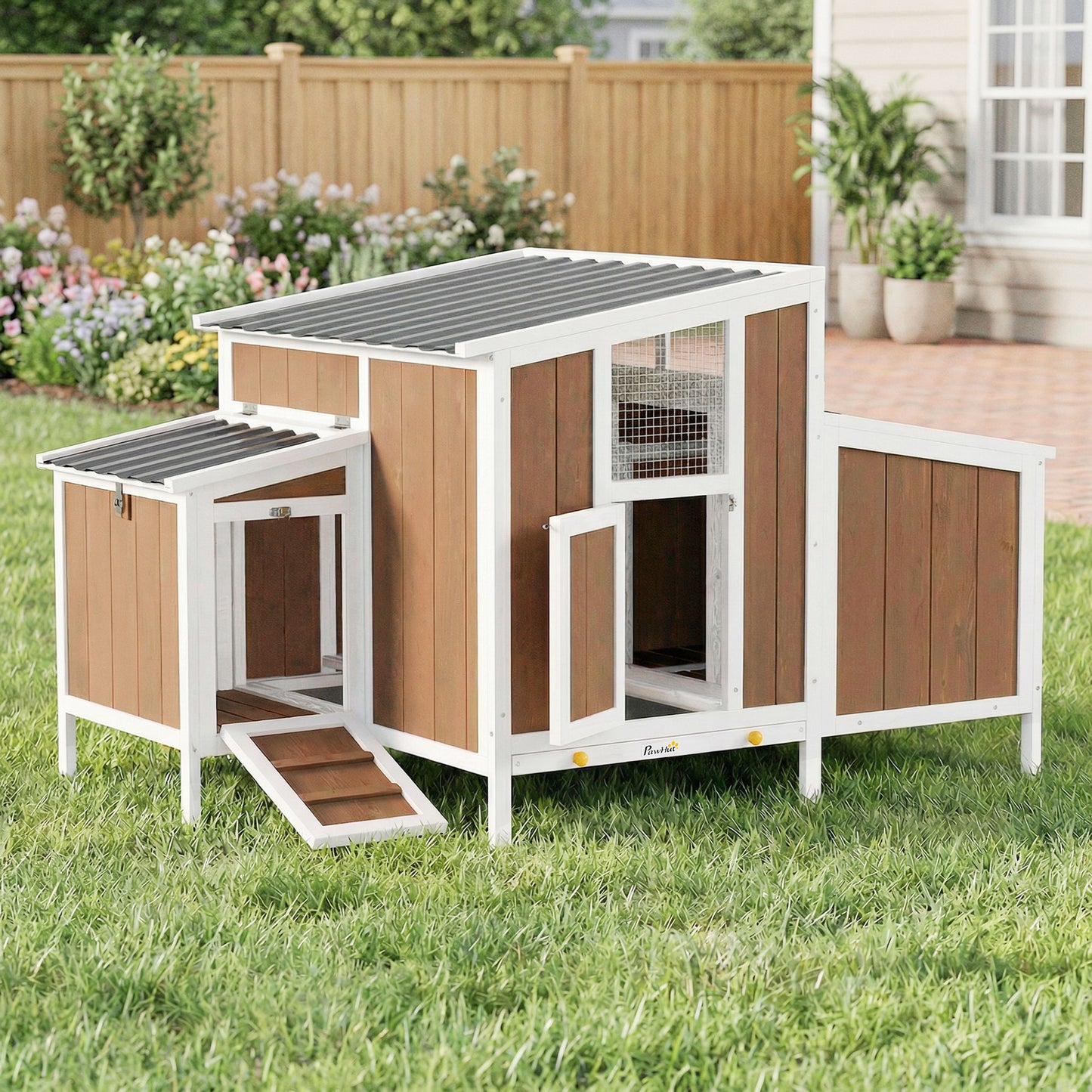 Pawhut Gallinero Para Exterior De Madera 145x90x92 Cm Para 2-4 Gallinas Marrón_1