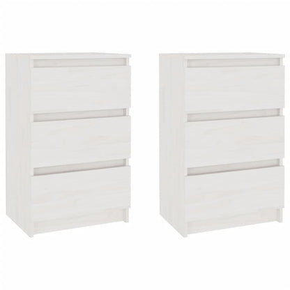 Mesitas De Noche 2 Uds Madera Maciza Pino Blanco 40x29,5x64 Cm_0