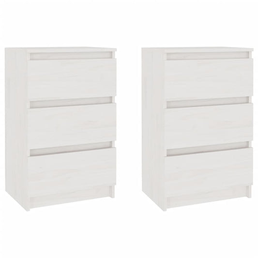 Mesitas De Noche 2 Uds Madera Maciza Pino Blanco 40x29,5x64 Cm_0
