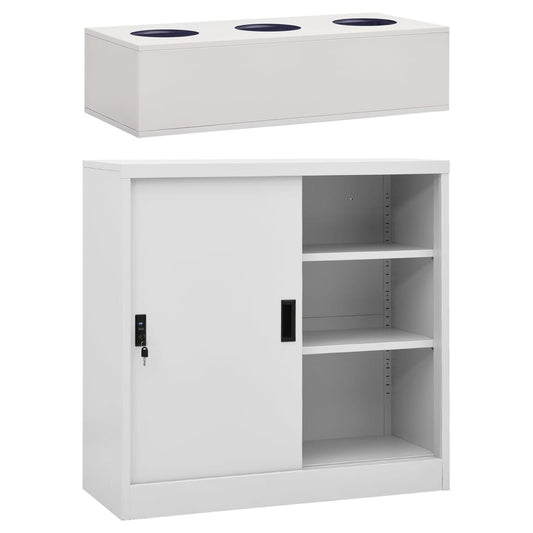 Armario De Puerta Corredera Con Macetero Gris Claro Acero_0