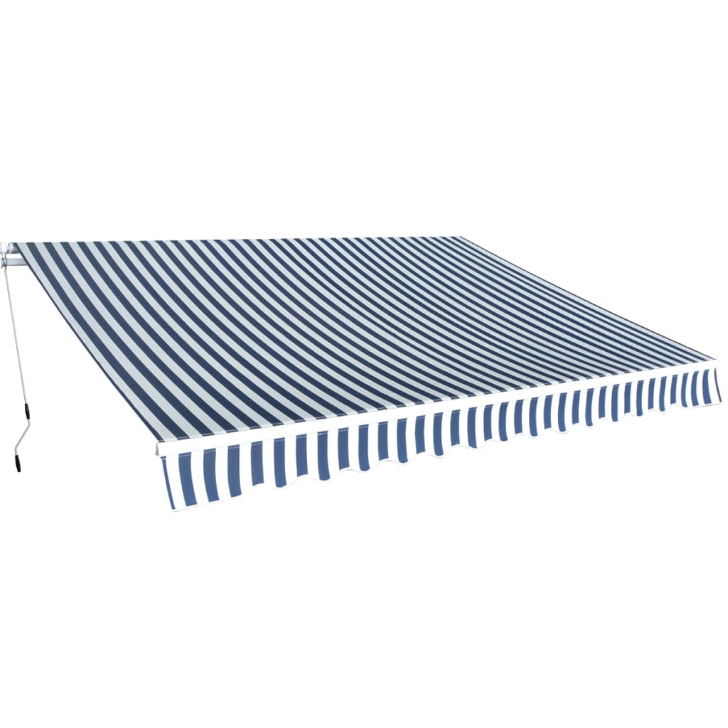 Toldo Plegable De Operación Manual 350 Cm Azul Y Blanco_1