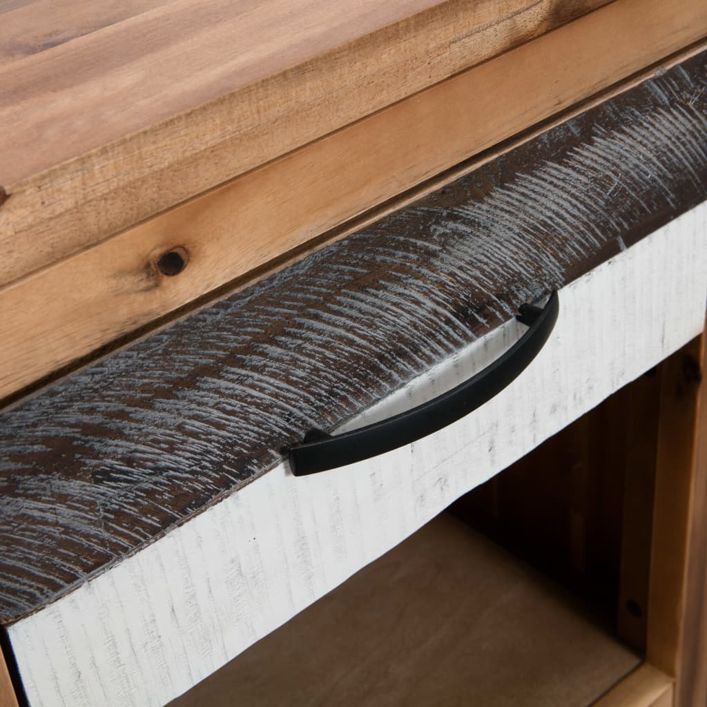 Mesita De Noche De Madera Maciza De Acacia 40x30x48 Cm_3