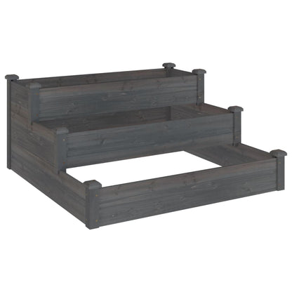Jardinera Arriate Madera Maciza De Abeto Gris 120x120x56 Cm_0