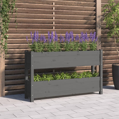 Jardinera De Madera Maciza De Pino Gris 112x25x66 Cm_1