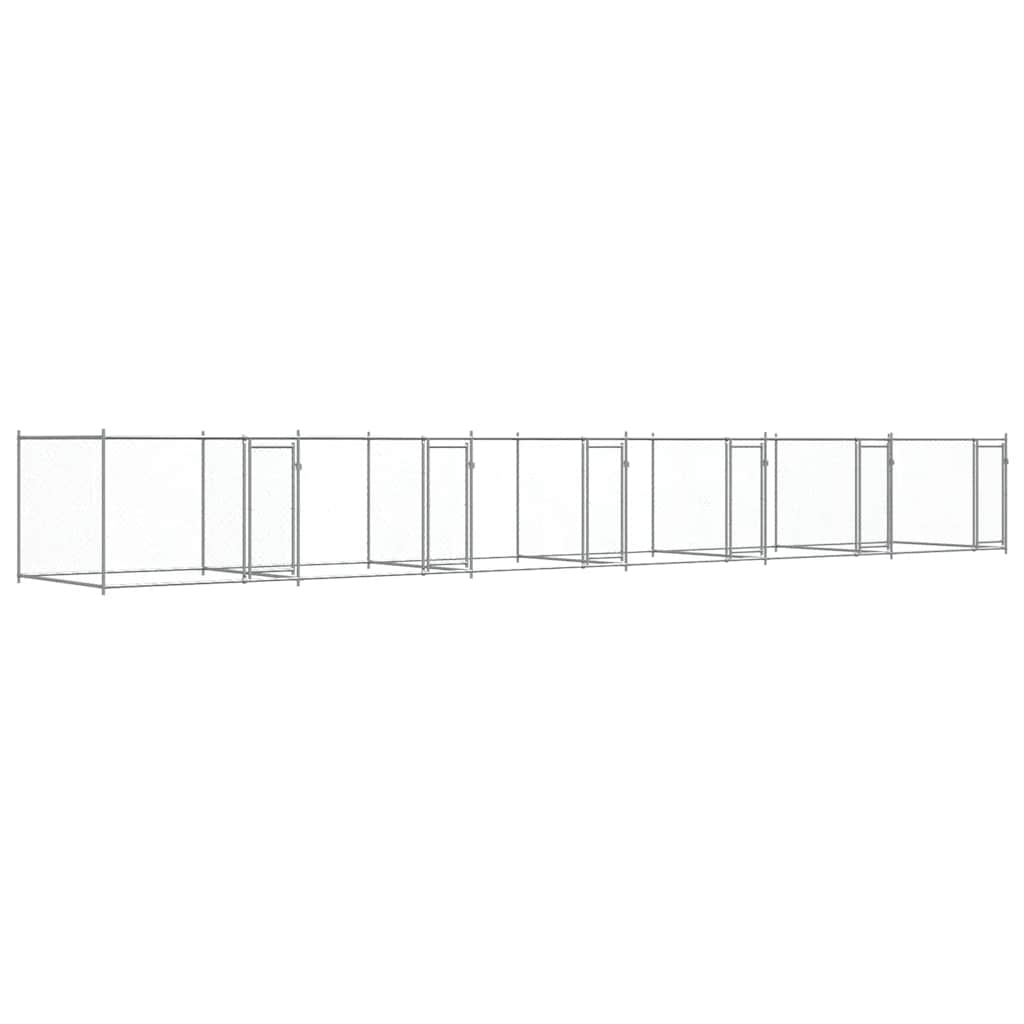 Jaula De Perros Con Puertas Acero Galvanizado Gris 12x2x1,5 M_0