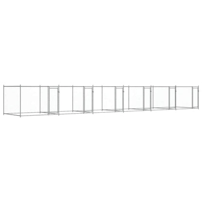 Jaula De Perros Con Puertas Acero Galvanizado Gris 12x2x1,5 M_0