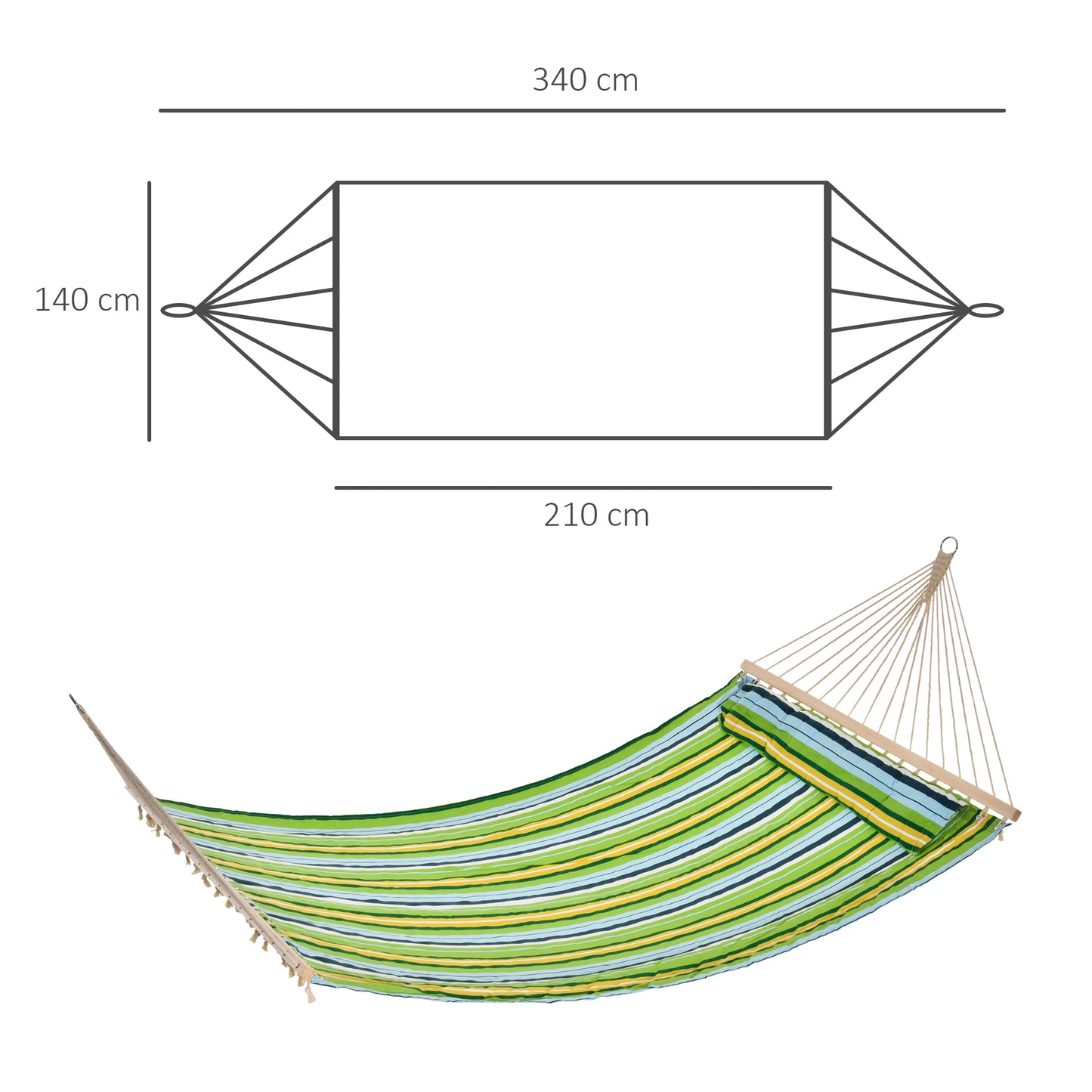 Outsunny Hamaca Doble Colgante De Jardín Hamaca Para Camping Con Almohada_2