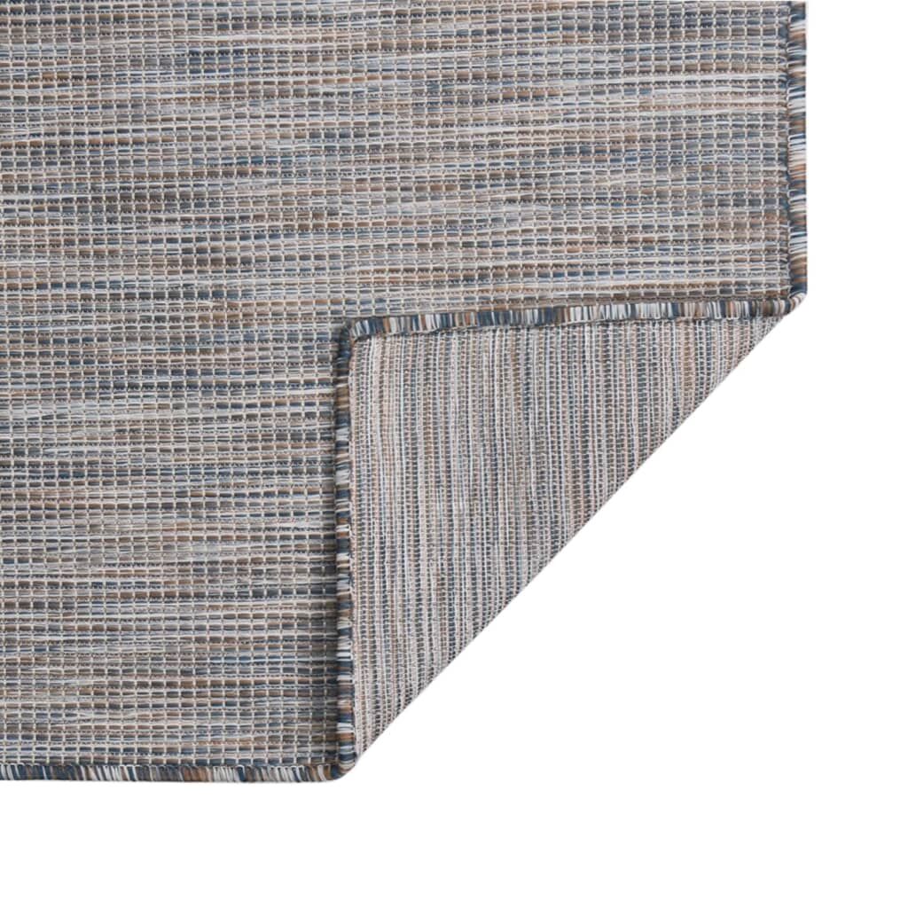 Vidaxl Alfombra De Exterior De Tejido Plano Marrón Y Azul 80x150 Cm_1