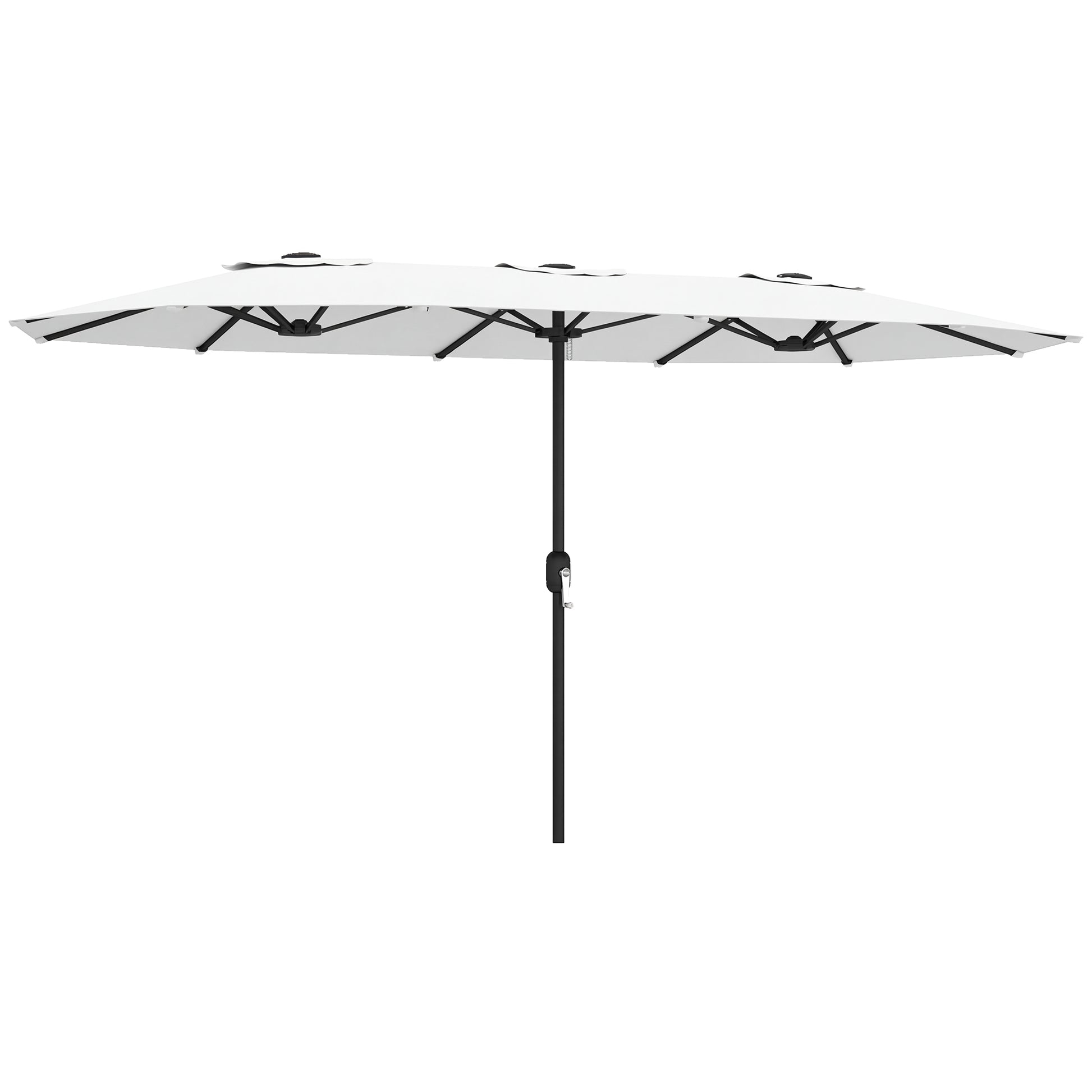 Outsunny Sombrilla Doble 4,6x2,6 M Con Protección Uv50+ Y Manivela Blanco_0