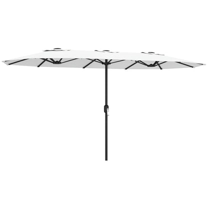 Outsunny Sombrilla Doble 4,6x2,6 M Con Protección Uv50+ Y Manivela Blanco_0