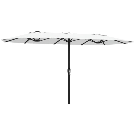 Outsunny Sombrilla Doble 4,6x2,6 M Con Protección Uv50+ Y Manivela Blanco_0