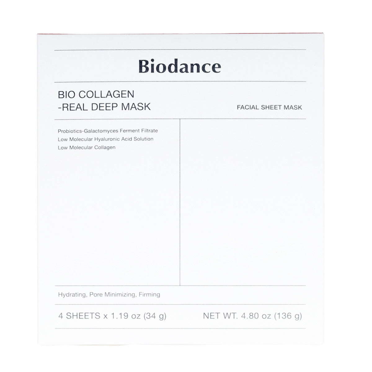 4x Mascarilla Facial Bio-Collagen Real Deep Mask Biodance