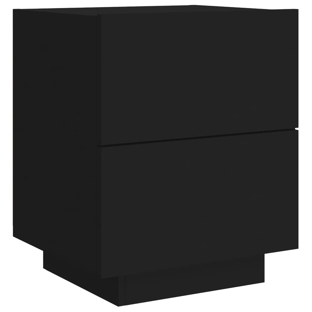 Mesitas De Noche Con Luces Led 2 Uds Madera Ingeniería Negra_4