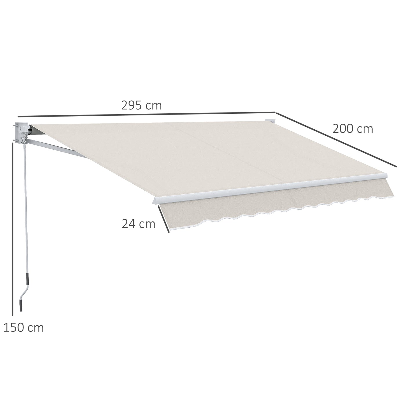 Outsunny Toldo Manual Retráctil Con Manivela 200x295 Cm Protección Solar Uv50+_2