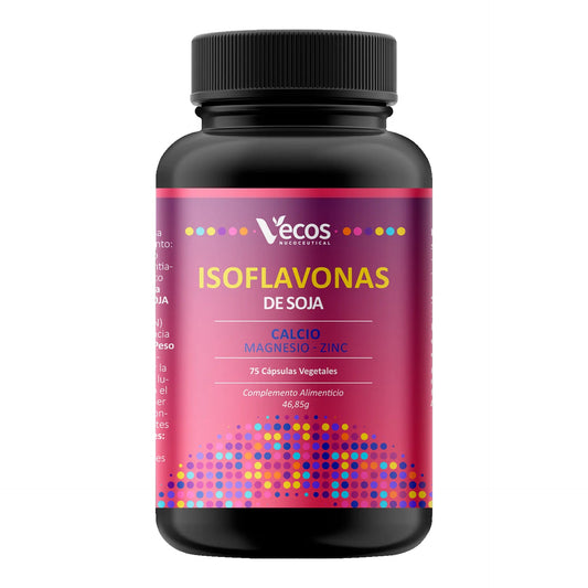 Isoflavonas de soja calcio magnesio zinc Vecos 75 capsulas